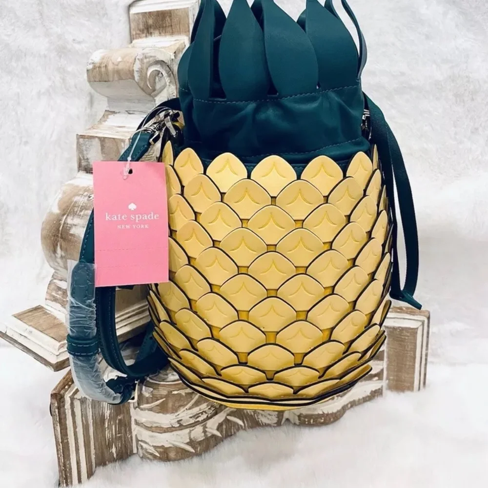 Kate Spade Pineapple Crossbody Bucket Bag Amazing Colada Novelty yellow - Picture 6 of 14